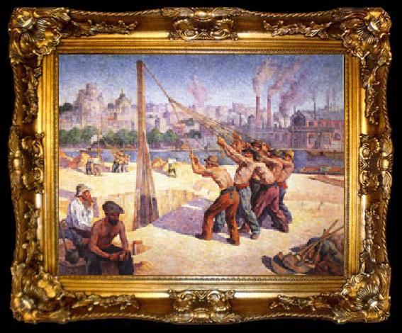 framed  Maximilien Luce The Pile Drivers, ta009-2